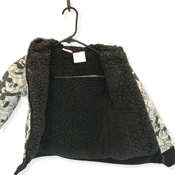 Disney Store Mickey Mouse Sweater Jacket Kids' Size 4T Hooded Fleece Lined Gray - Picture 3 of 9